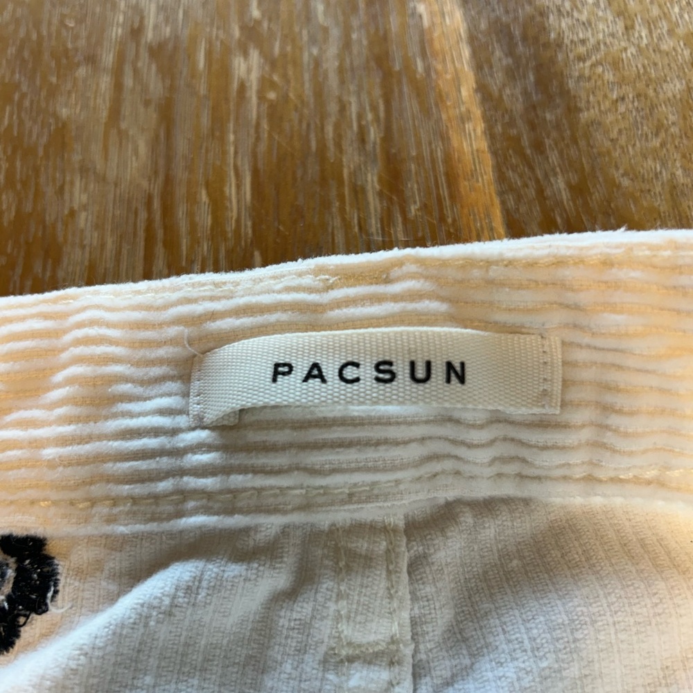 PacSun White Corduroy Pants with Black Floral Design - Picture 6 of 6